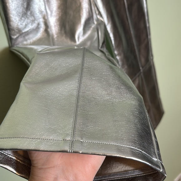 Avec Les Filles Women's Silver metallic Trousers pants M - Picture 4 of 8